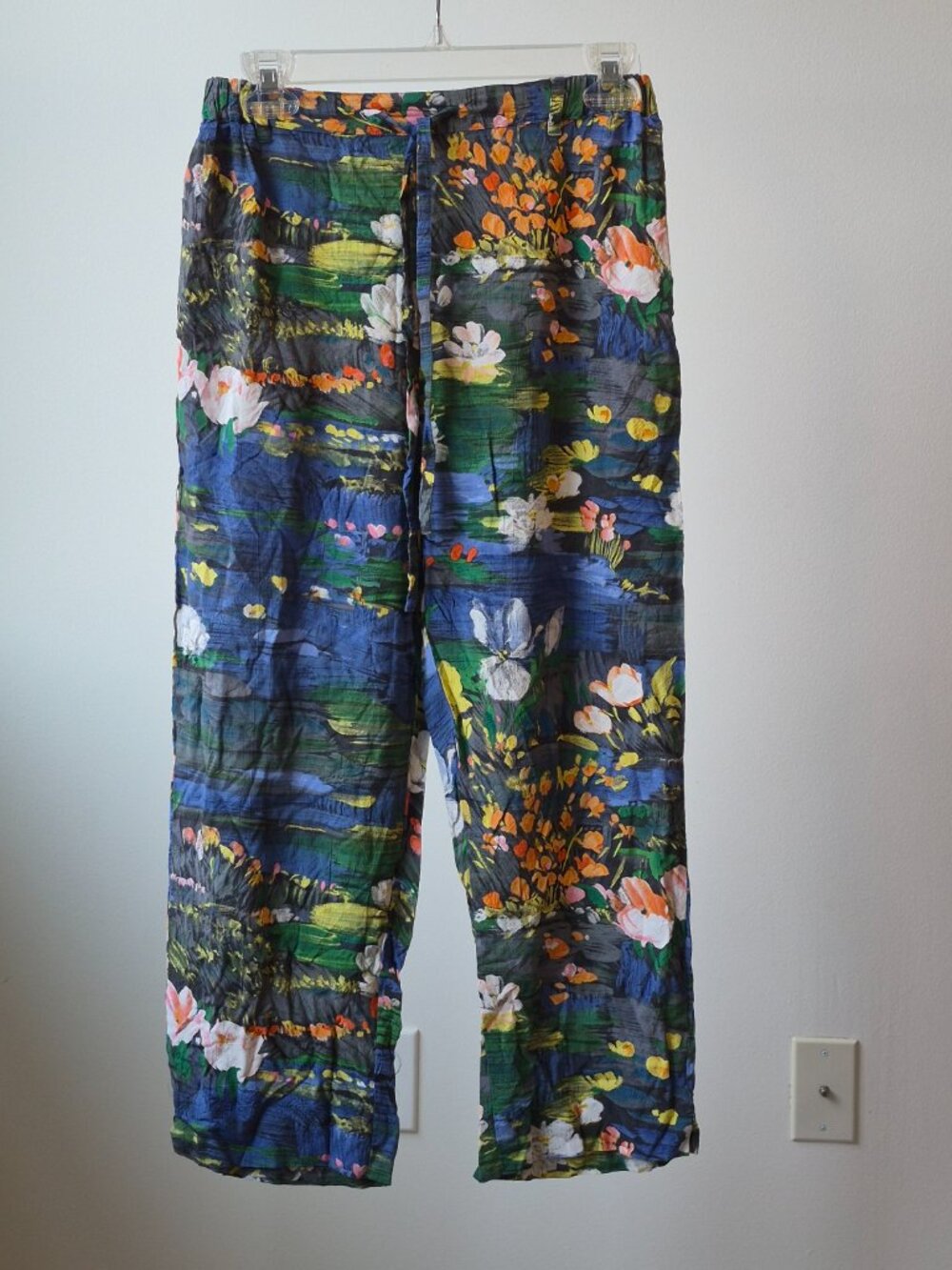 Jams World Monet Pants Women S Floral Art Print Pull On Wide Leg Resort